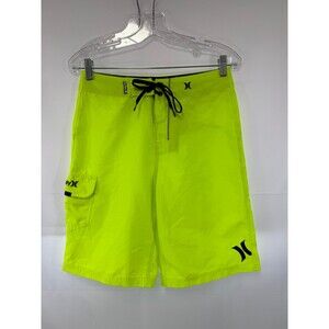 Hurley Men’s Swim Trunks No Lining Tie Closure Neon Yellow Size 28